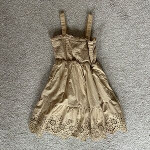 Lace Trimmed Tan Dress